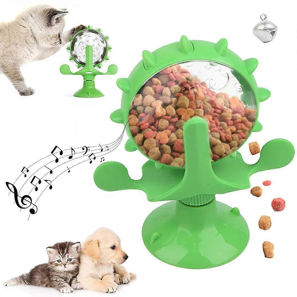 Windmill Cat Toy Feeder Dispenser with Suction Cup, Rotatable Design, Interactive Scratching Toy with Leaky Hole