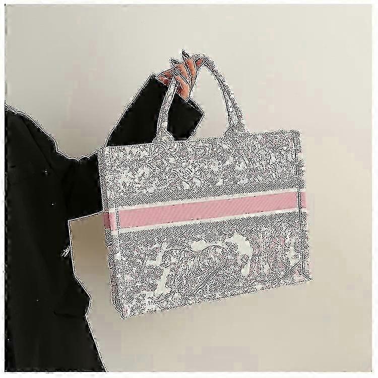 Pink Print Canvas Tote Book Shopper - Suitable for Brands