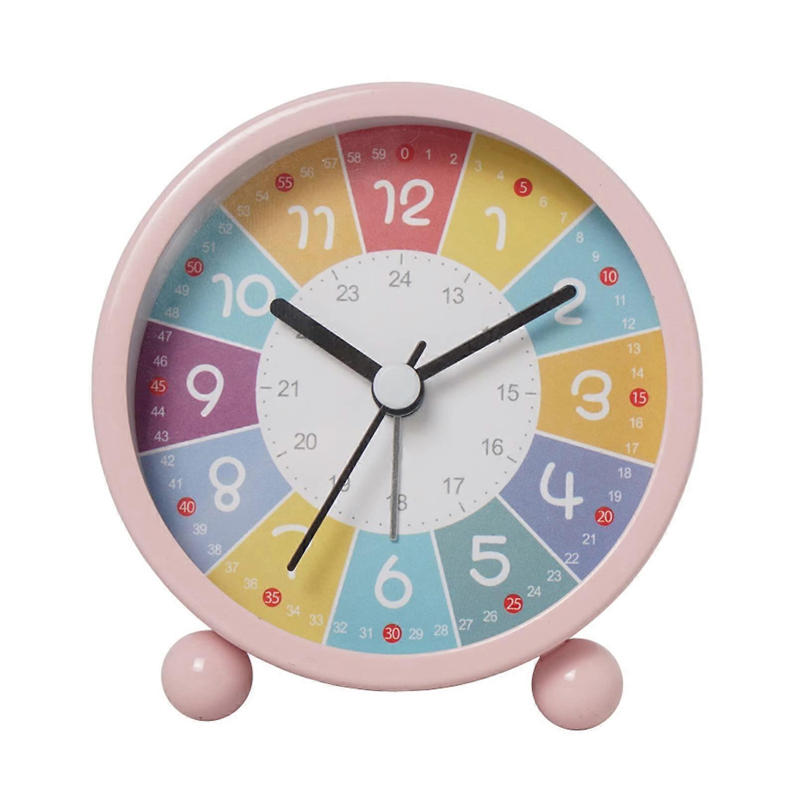 Children's Alarm Clock Analogue No-Ticking Quartz, Learning Clock, Battery-Operated with Loud Alarm and Night Light