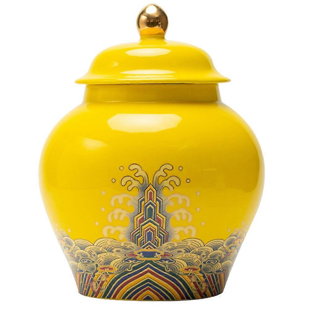 Airtight Tea Container Household Users Ceramic Simple Shape 18.50X13.50X13.50CM Space Saving 1Set