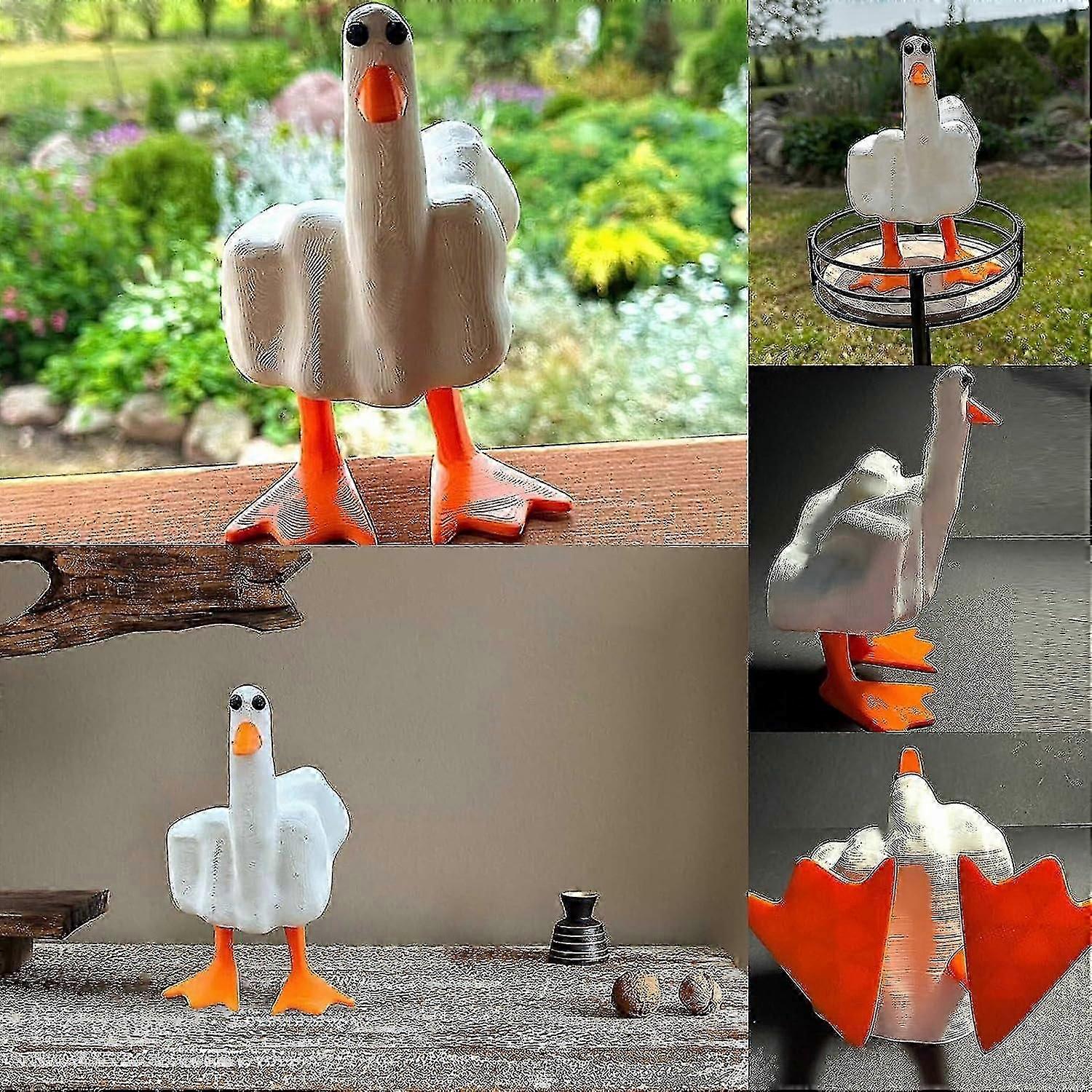 Funny Little Duck Resin Figurine Ornament Decor, Cute Middle Finger Little Duck Resin Craft Decoration Sculpture Statue For Home