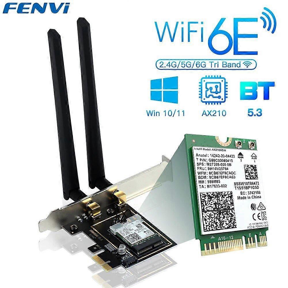 FENVI PCIE Wireless WiFi Adapter 5374Mbps WiFi 6E AX210NGW 2.4G/5G/6Ghz For Bluetooth 5.3 802.11AX Network