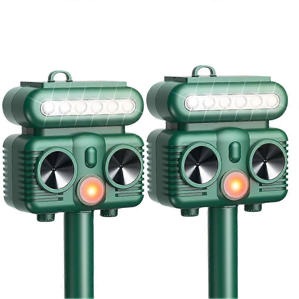 2PCS Ultrasonic Cat Dog Repellent Outdoor Waterproof Solar Animal Repellent Motion Detection for Deer Rabbit Mouse