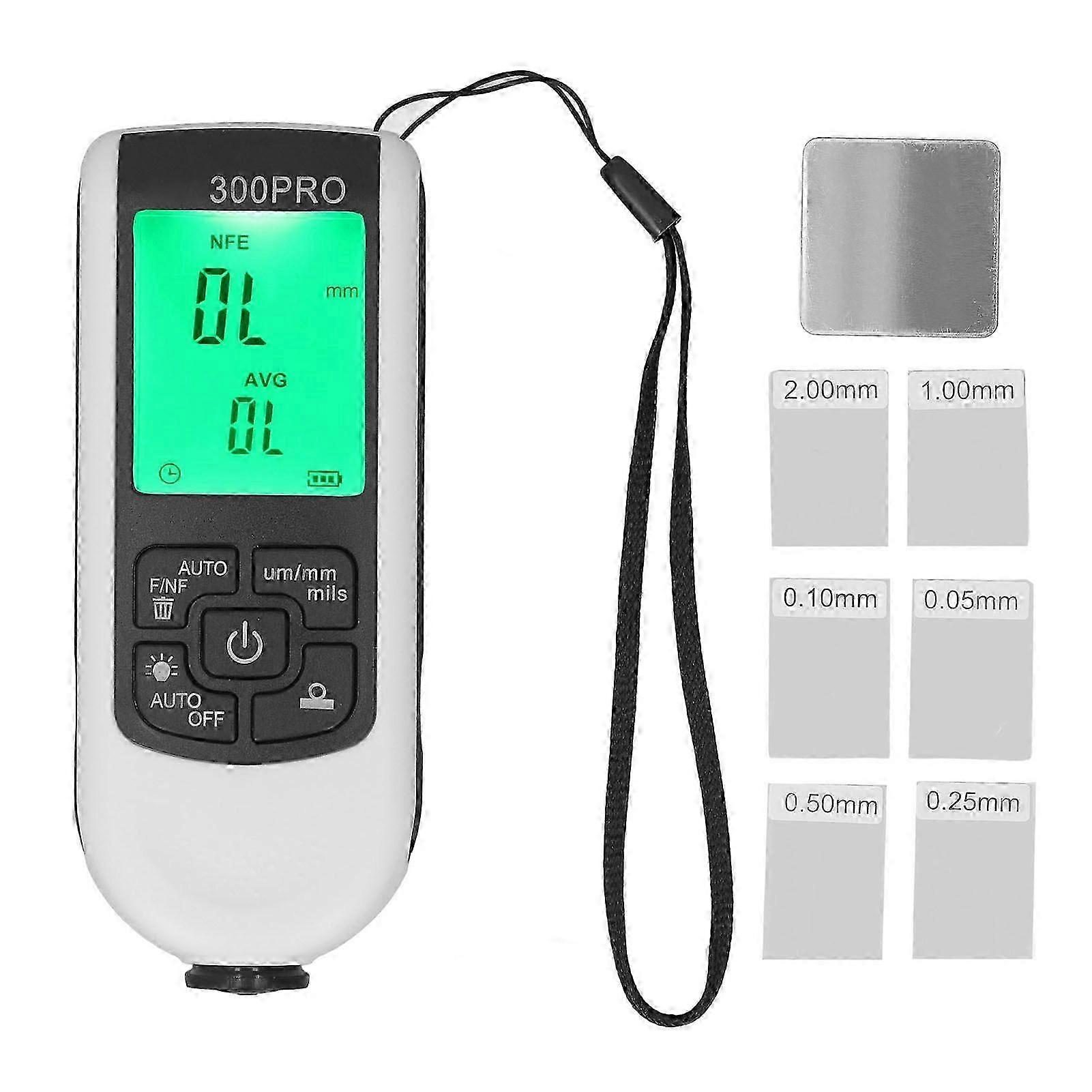 Digital Paint Thickness Gauge, Measures Up to 2000um, Perfect for Vehicle Coating Inspection, White Display