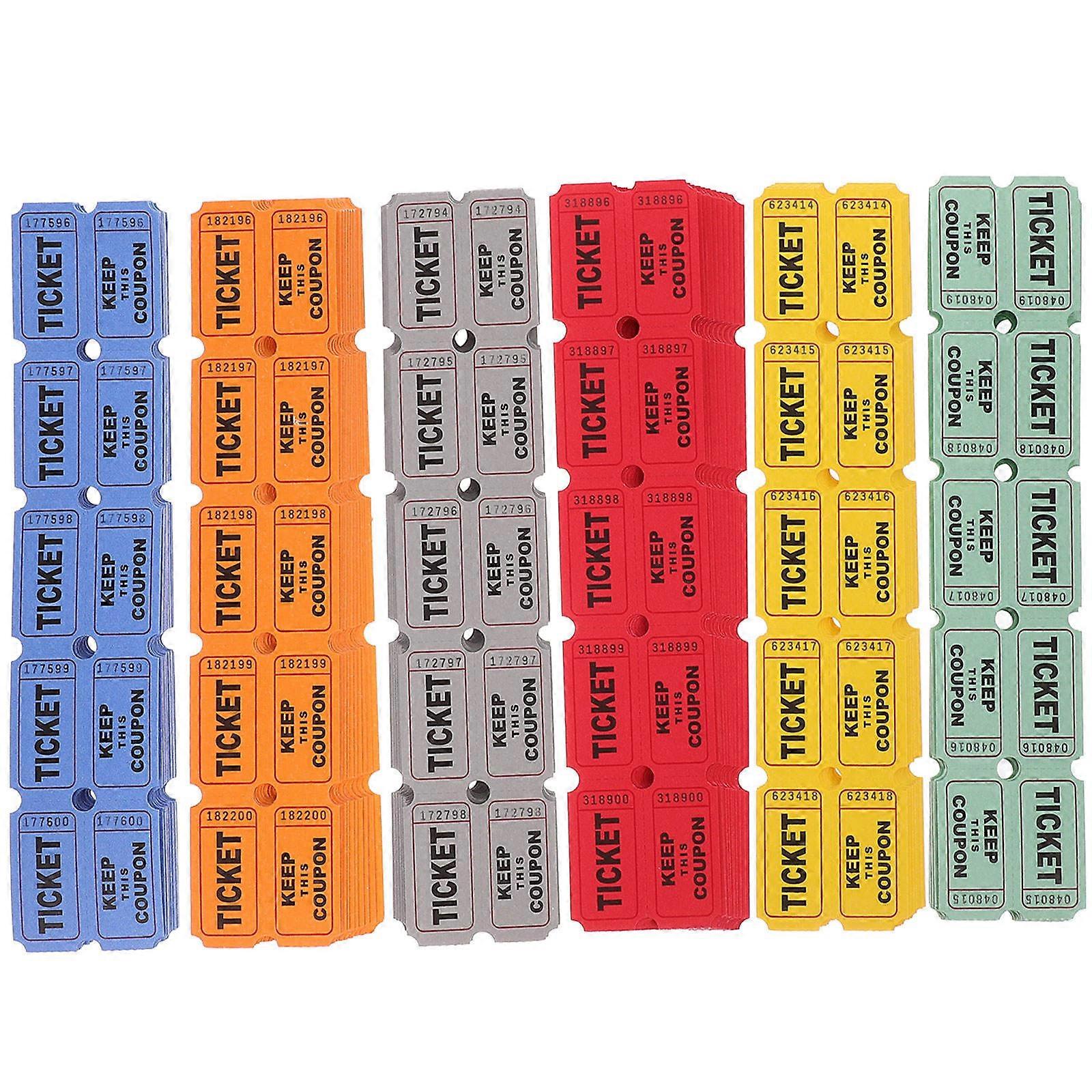 Raffle Tickets Roll Entertainment Event Participation Prize Drawing Assorted Color Design 600Pcs