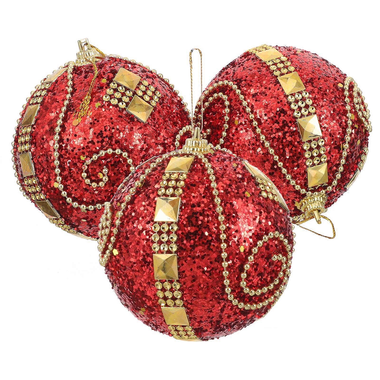 Red Decorative Balls Home Decoration Scene Party Decorations Shatterproof Ornaments 3Pcs