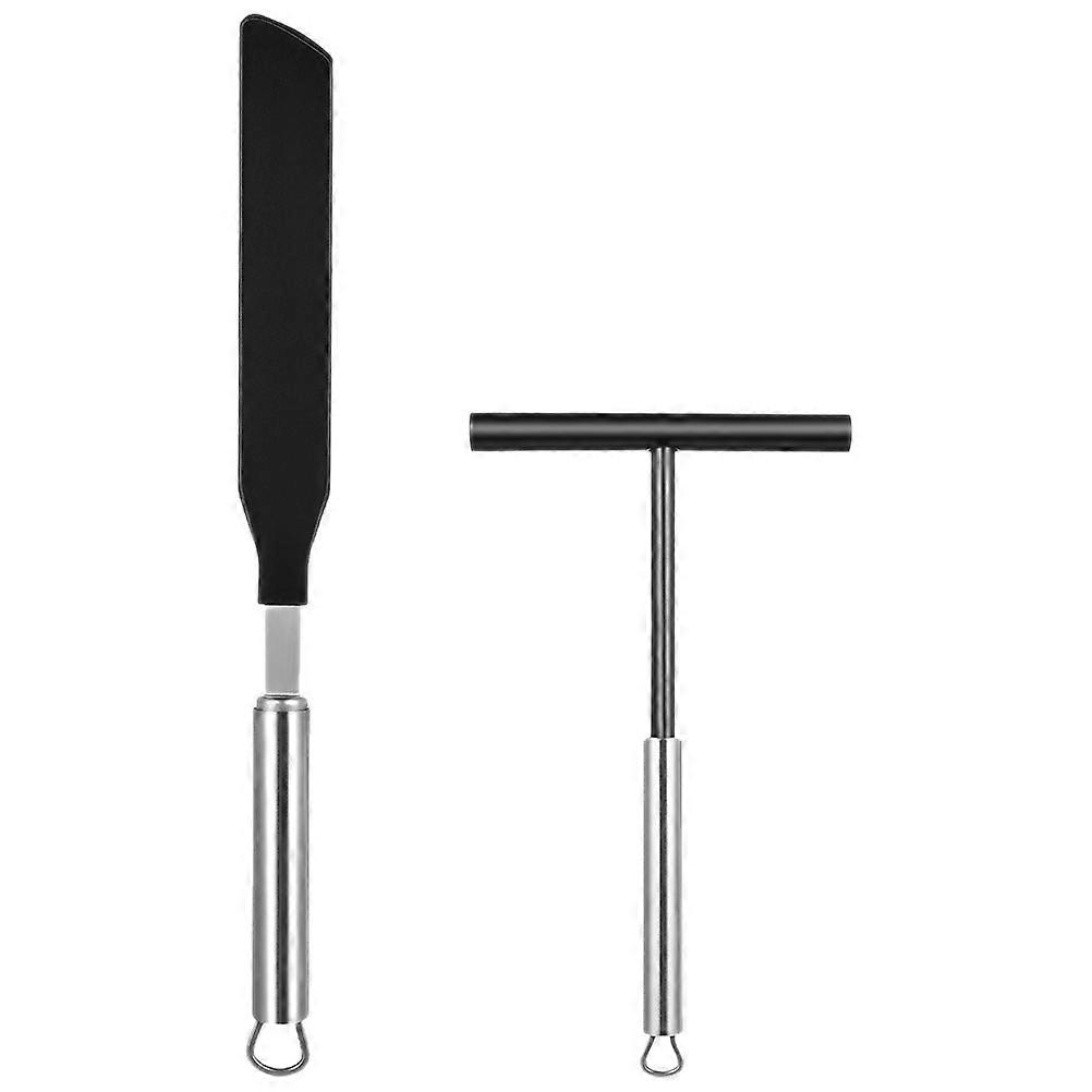 Practical Crepe Spreader And Spatula Set T Shaped Kitchen Use 2Sets
