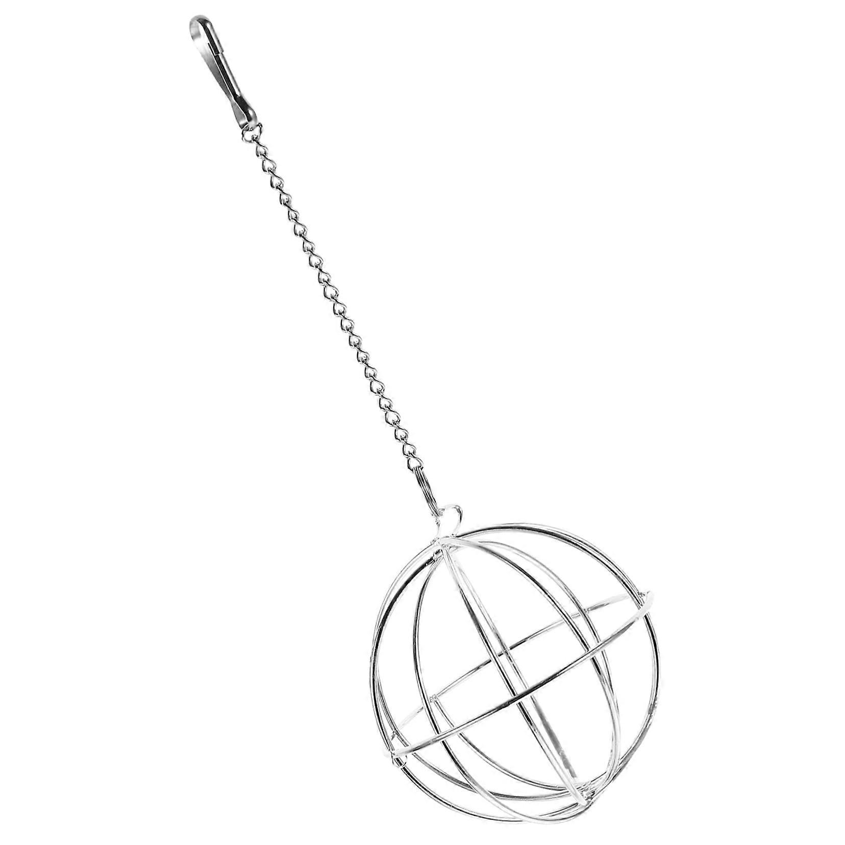 Sphere Hamster Rabbit Feeder - Silver Hanging Grass Dispenser Ball for Small Pets, Durable Material, Easy to Use