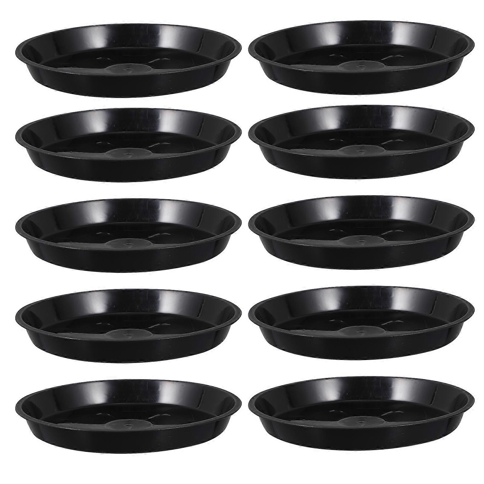 Practical Flowerpot Trays with Smooth Surface for Garden Use Black Plastic 10 Pcs