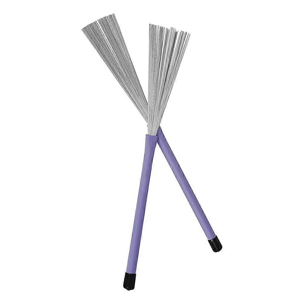 Telescopic Drum Brush Wire Broom Durable Percussion Tool with Handle for Cleaning and Performance Purple