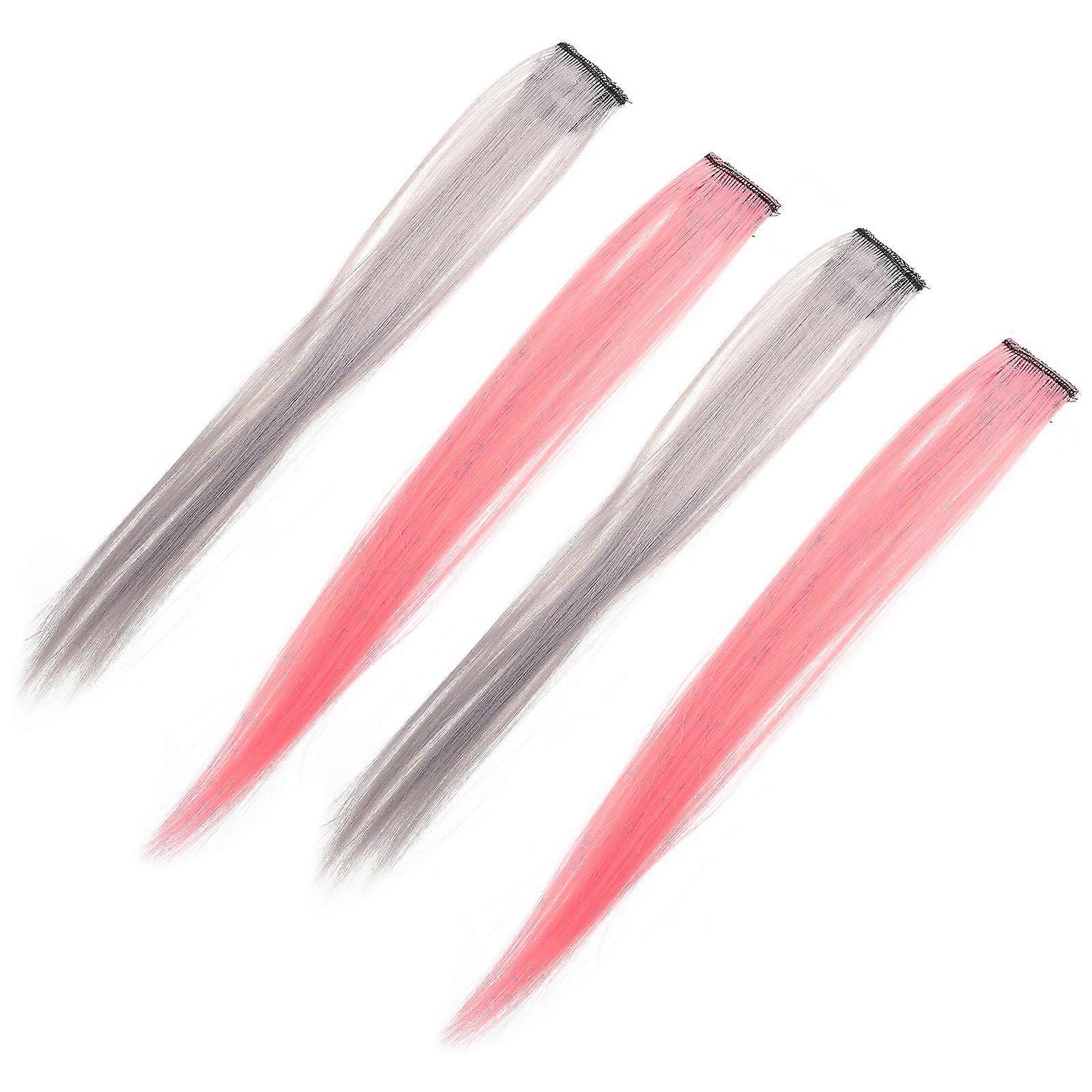 Women Hair Extension Clips with Assorted Colors for Decor Synthetic Material 4 Pcs