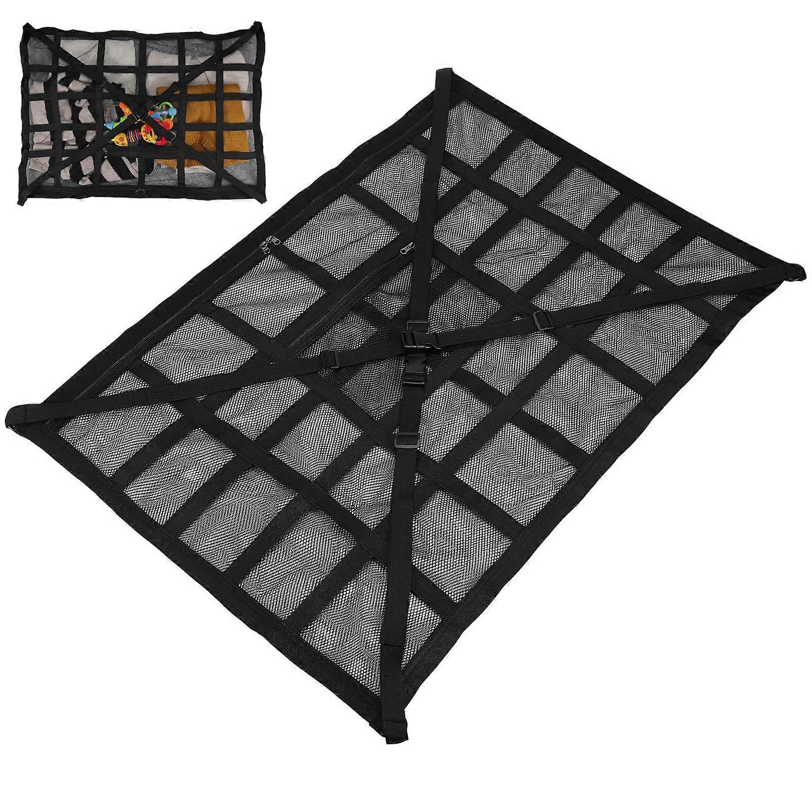 Storage bag for car accessories, trunk cargo net small organizer, mesh inner roof for storage on car ceiling, cargo bag on car ceiling, fleece black
