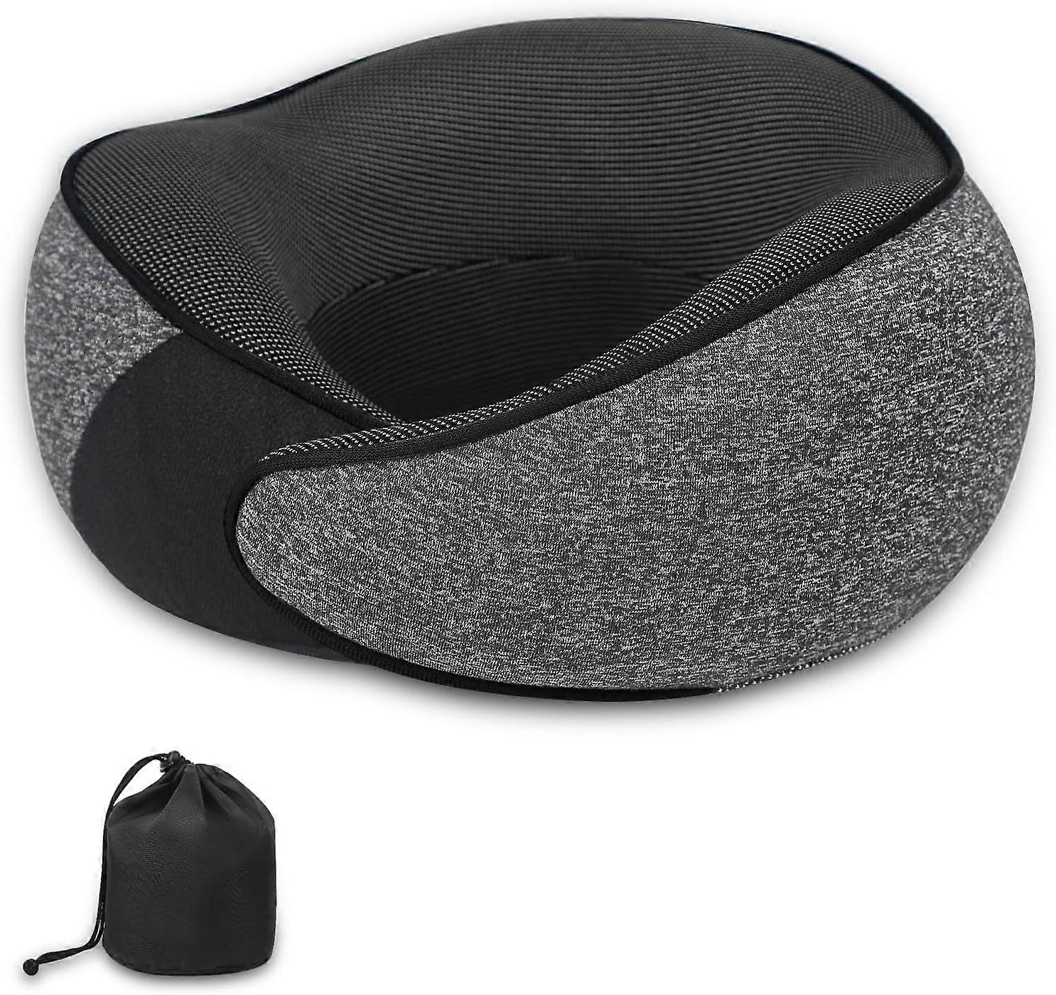 Ultra-Comfortable Travel Pillow for Airplanes with 360 Support & Breathable Cover, Perfect for Flights, Cars, and Travel, Dark Grey
