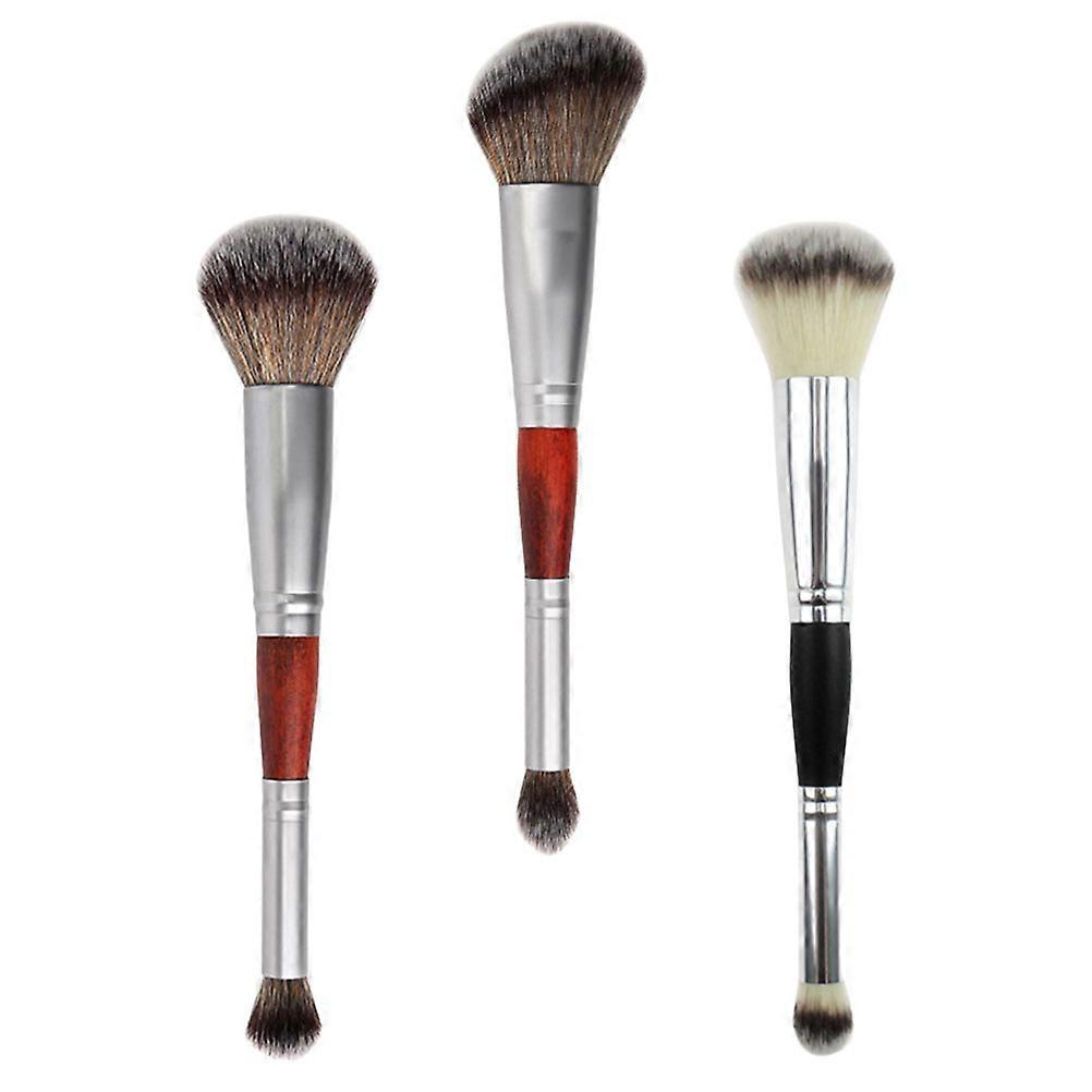 3pcs Assorted Color Portable DoubleHead Eyeshadow Brush for Home and Travel Use Fiber Makeup Brush