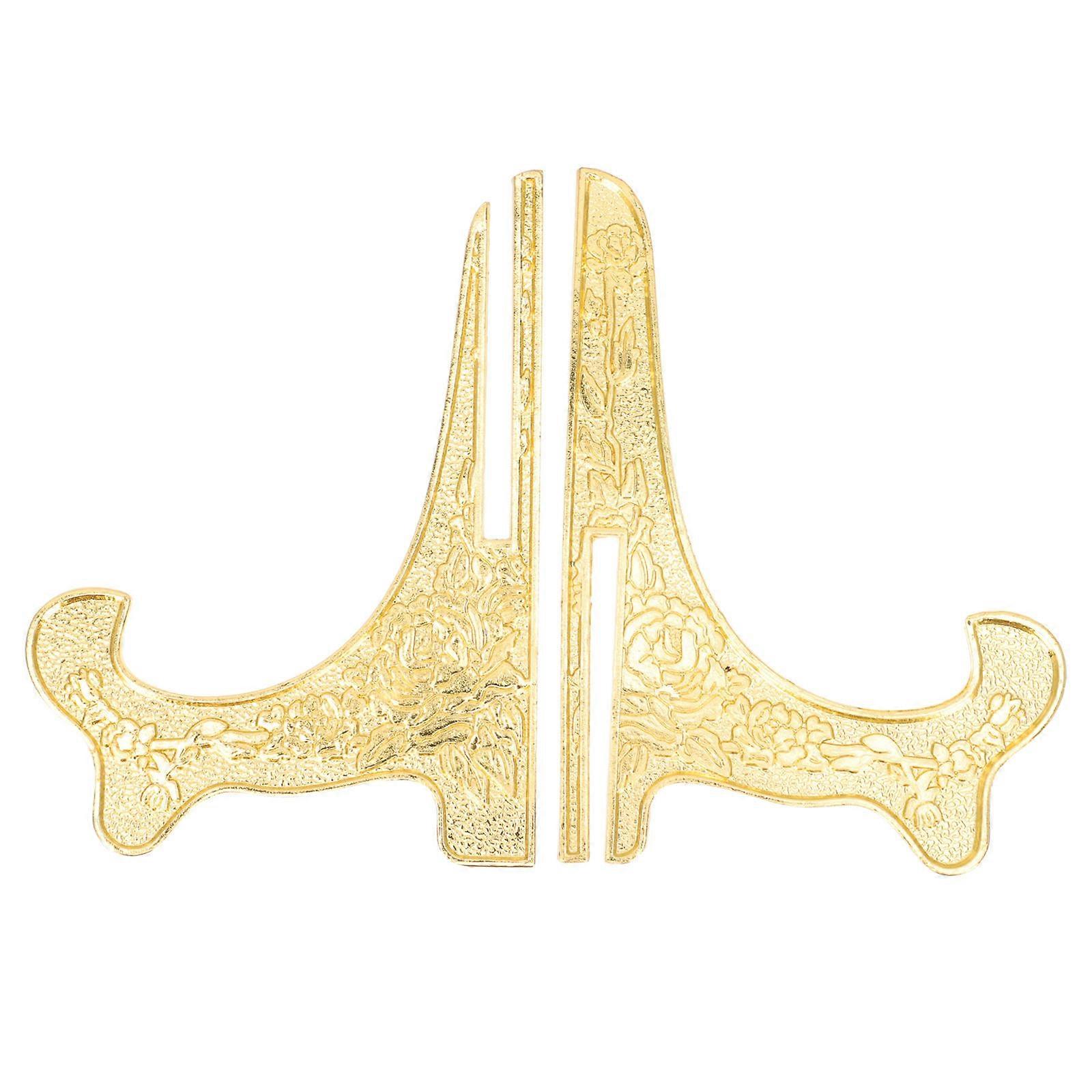 Golden Zinc Alloy Plate Display Stand for Home Elegantly Showcases Plates and Decor Items 4.5 Inches