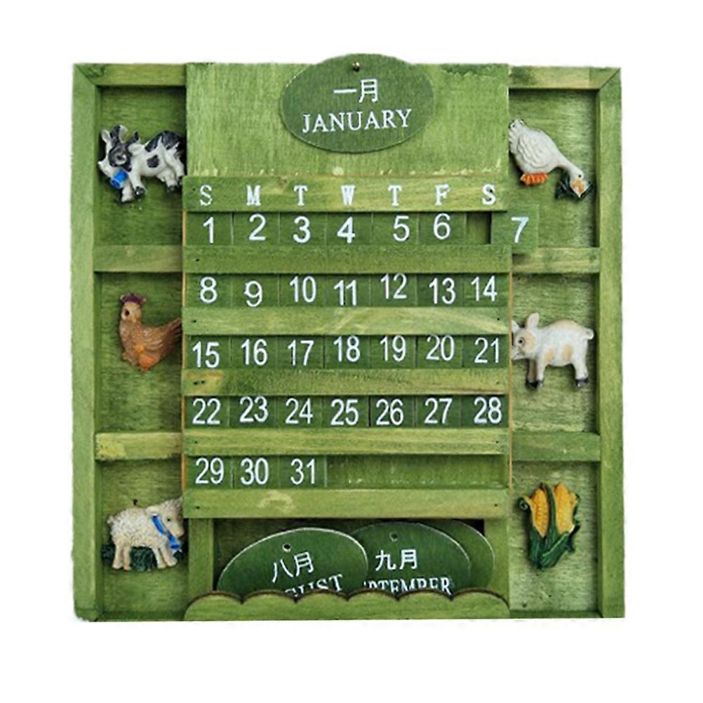 Perpetual Flip Calendar For Desk Decorative Wood Mini Home Decoration 7.9×0.8×7.9in Modern Style 1Set