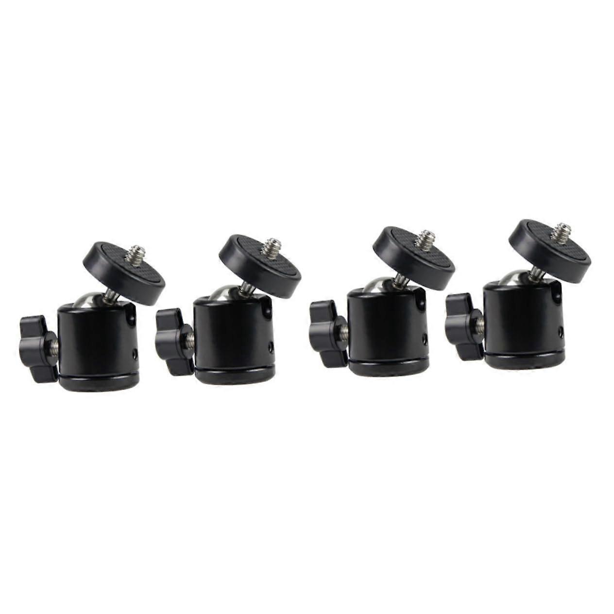 Ball Head 360 Degree Tripod Adapter For SLR Cameras - Flat Ball Head, Rotating Tripod Head, Adjustable, 4-Pack, Black