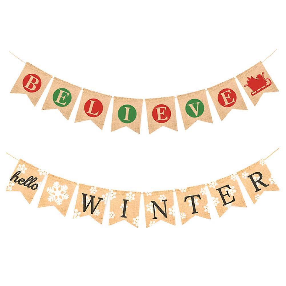 Christmas Burlap Banner Decor for Festive Party Decorations Multi Jute Material 3764995