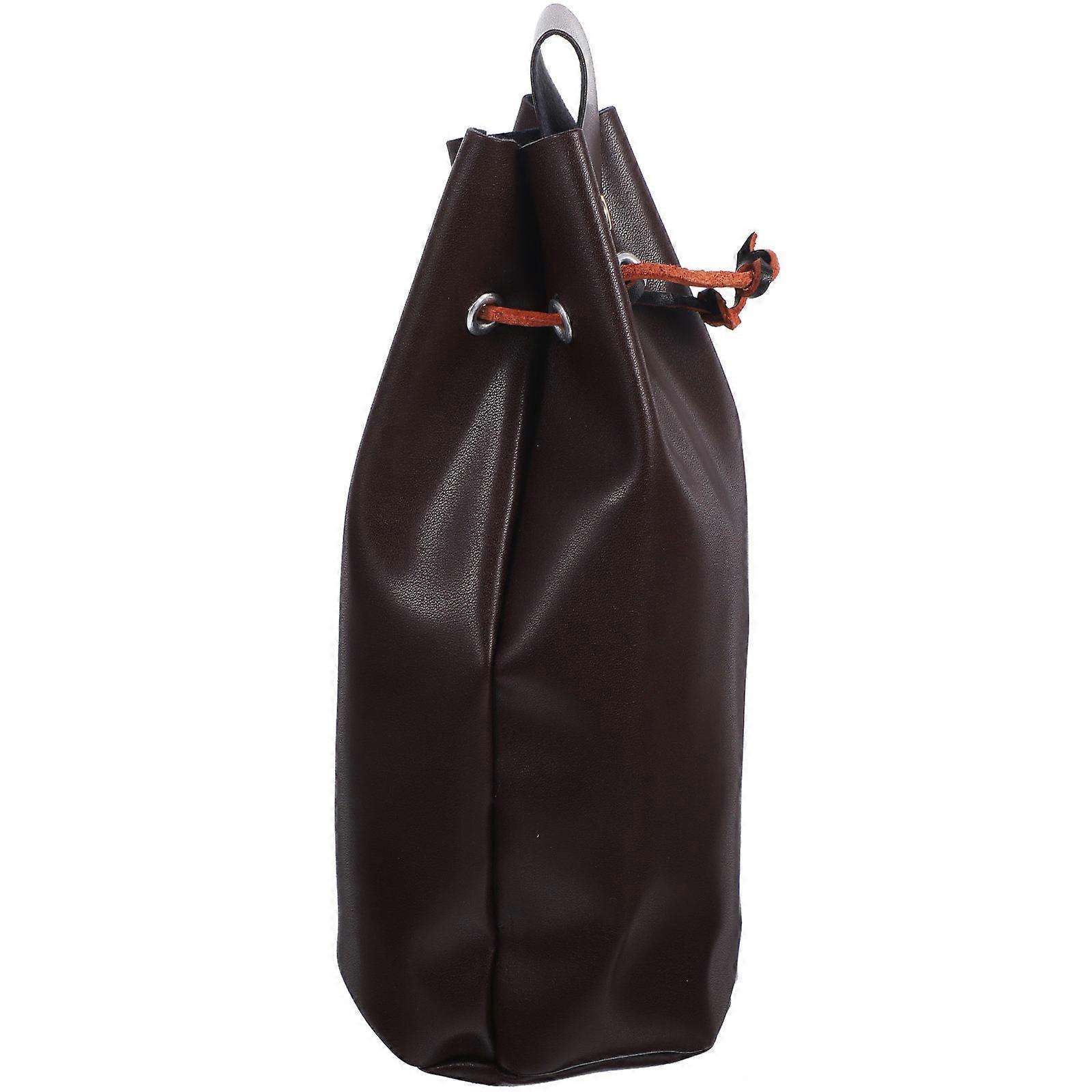 Medieval Waist Pouch Cosplay Accessory Storage Coffee Color 21X11X8CM Rectangular Shape 1Set