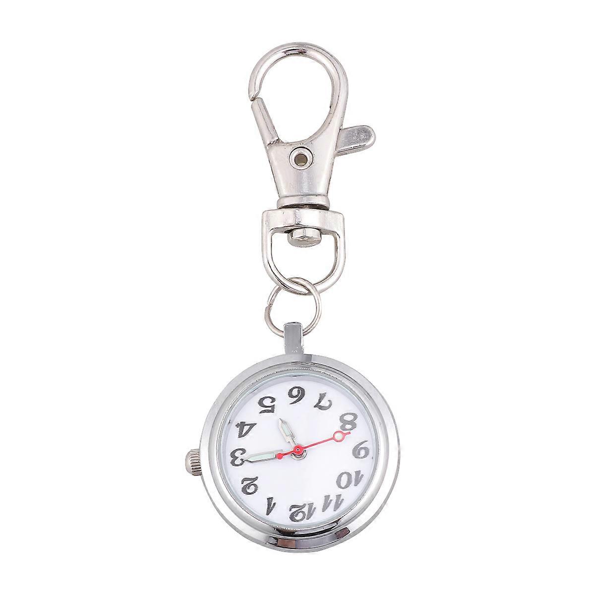 Classical Pocket Watch with Keychain Design for Men Made of Quartz and Metal Silver Color Great Gift 2.5 Inch