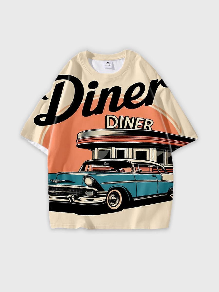 T-shirt round neck Pattern loose short sleeve N06