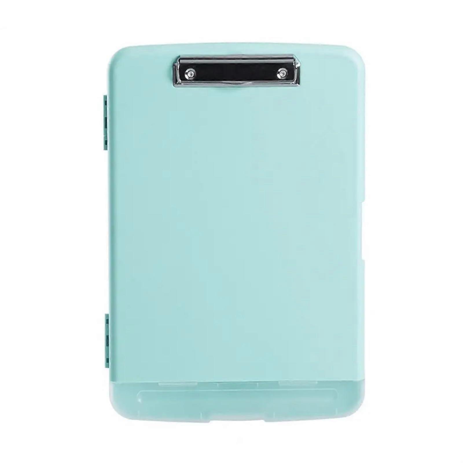 Clipboard Box With Pen Case, Professional Durable Clipboard With Storage Pen Holder, Closed Box, Lake Blue