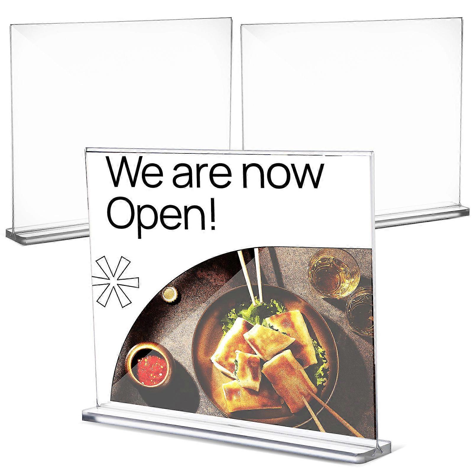 Table Holders for Signs Acrylic Display Stands Clear View Sturdy Base for Office Store Restaurant 3Pcs