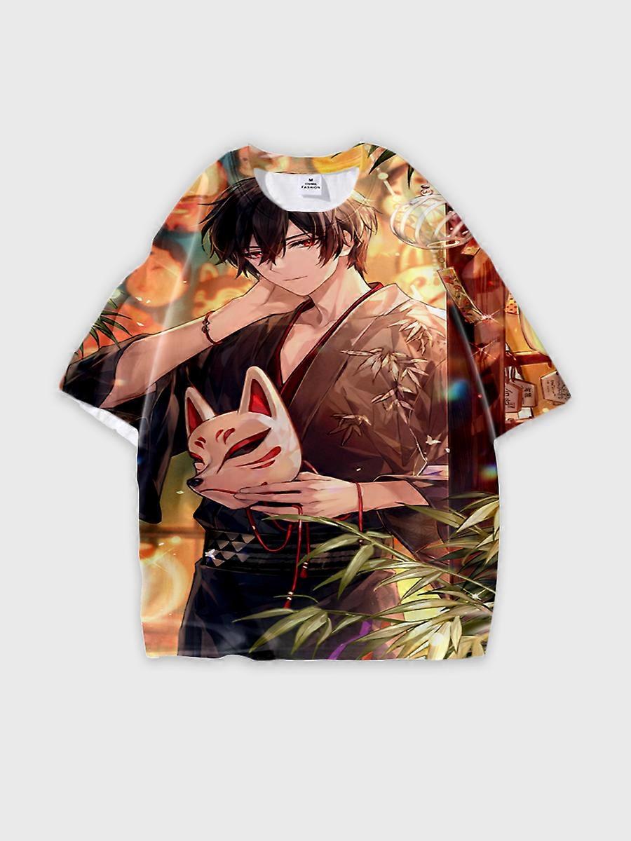 T-shirt round neck Role Pattern loose short sleeve E2371