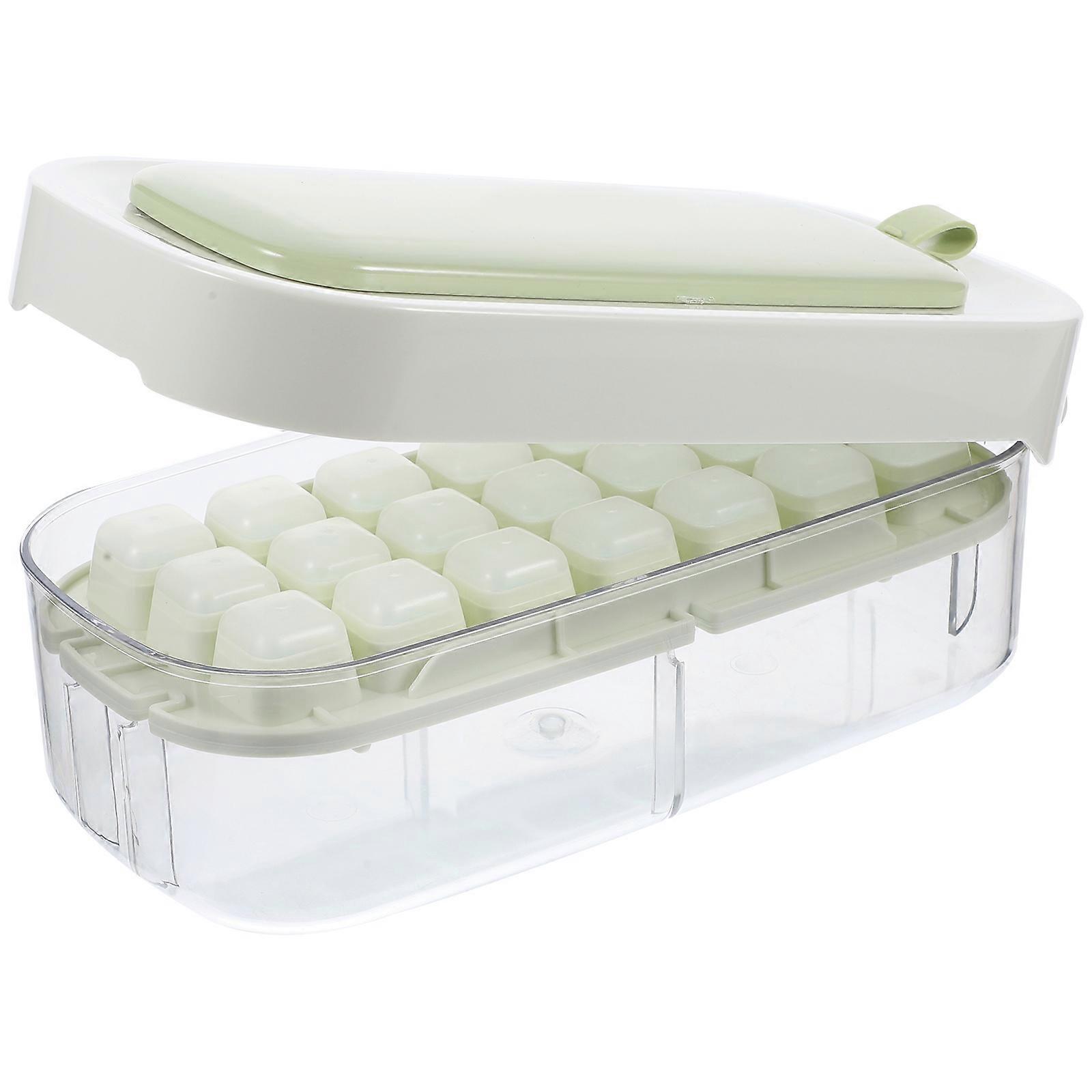 Press Type Operation Ice Cube Maker For Home Kitchen Use Light Green 27.00X13.50X10.90CM Food Storage 1Set
