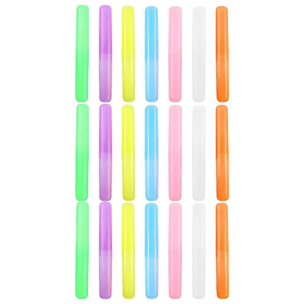 Toothbrush Travel Case Storage Box for Camping Use 21pcs Assorted Color PP Material