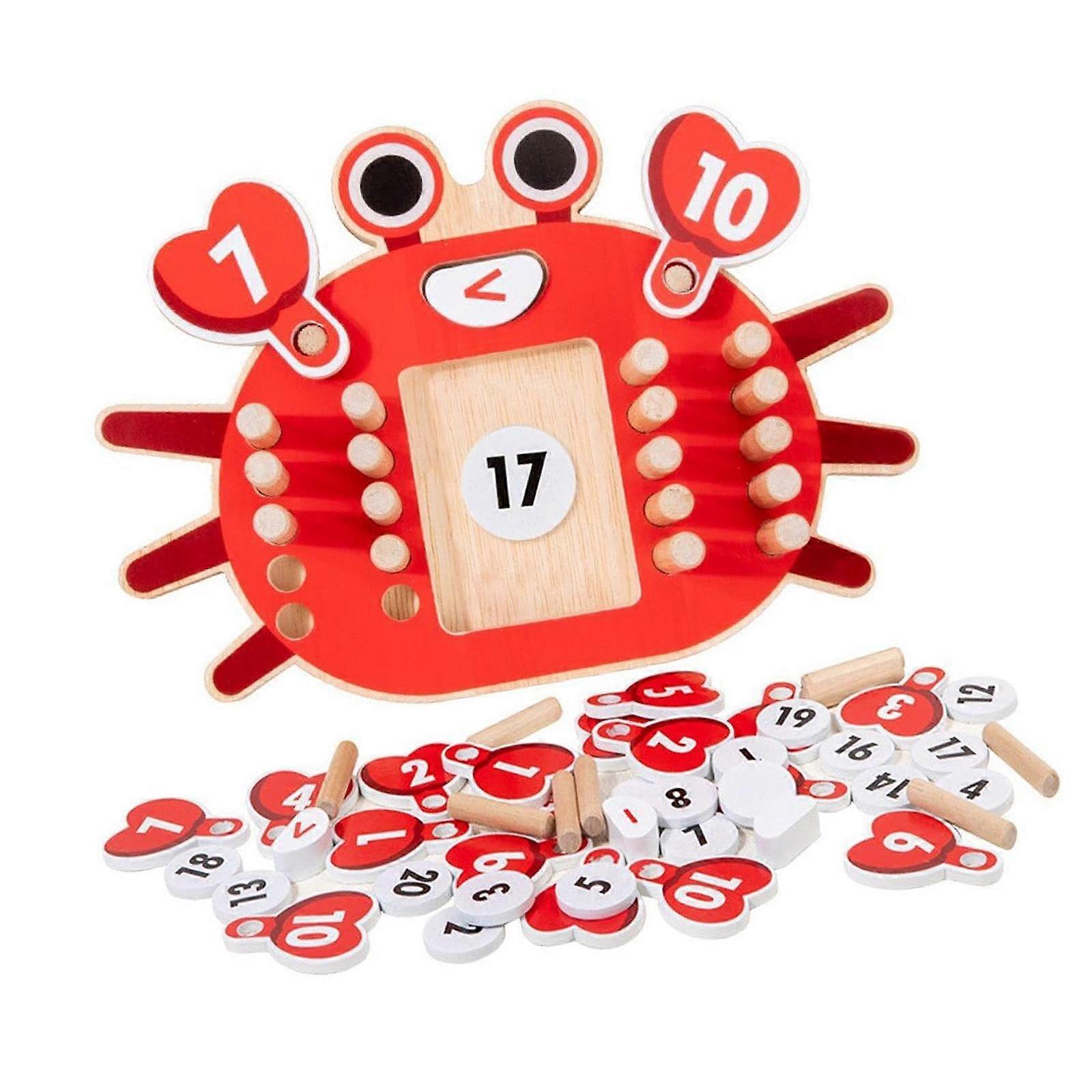 Wooden Crab Calculator for Kids, Math Learning Toy for Preschool and Elementary School