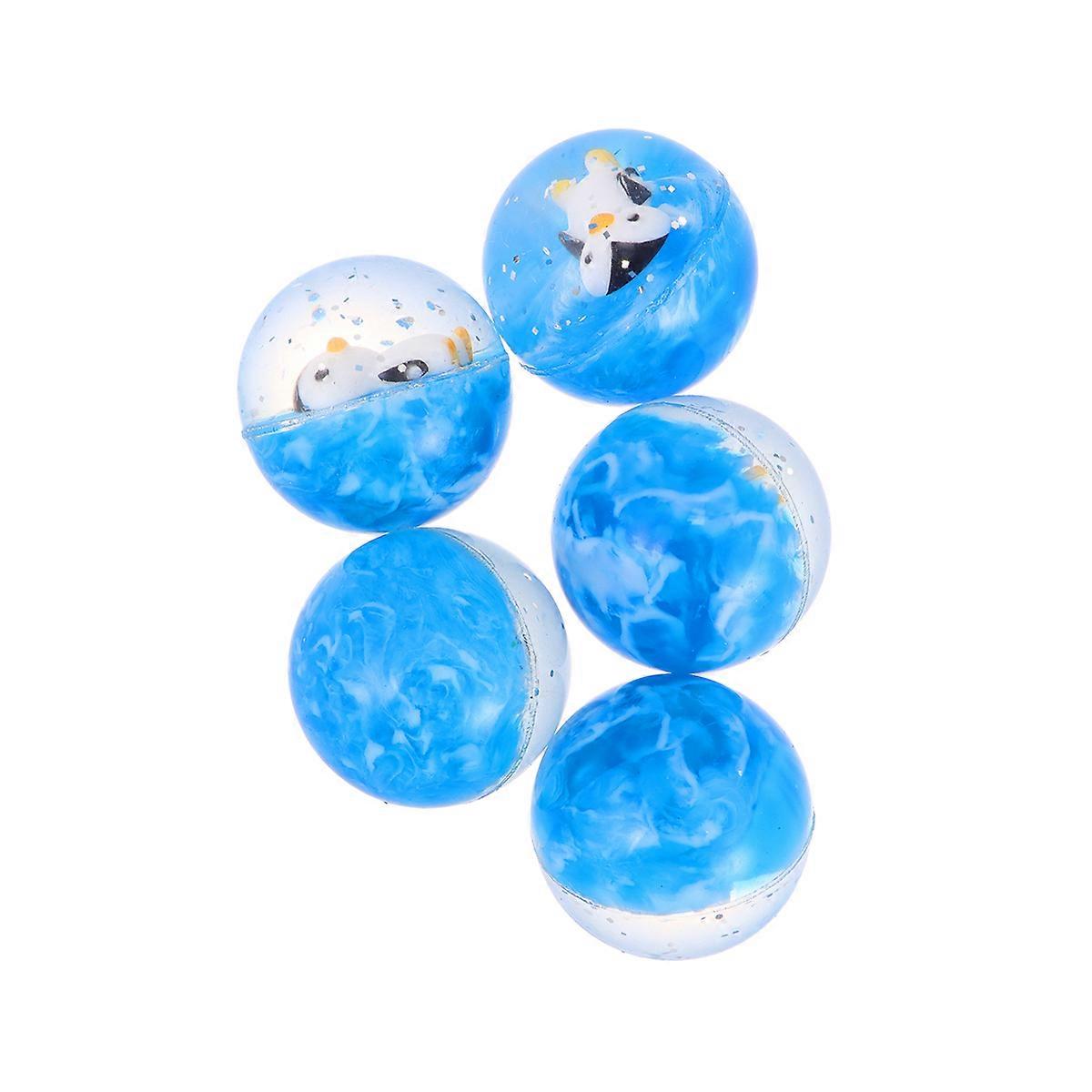 Blue Rubber Bouncy Ball for Kids Educational Play Safe Toy 5Pcs Size