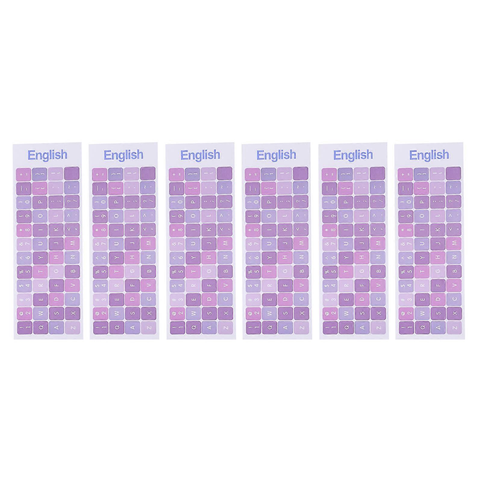 Laptop Keyboard Stickers Universal Purple 18.4X6.7X0.01CM PVC Replacement for Computer Laptop 6Pcs