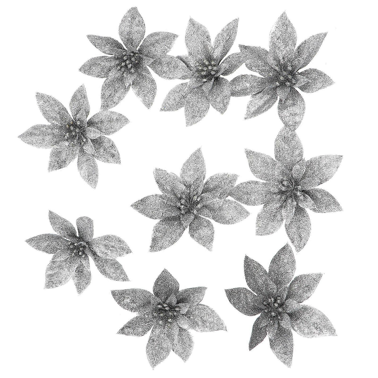 9pcs Christmas Flower Decorations Artificial Tree Ornaments Festive Party Holiday Atmosphere Enhancer