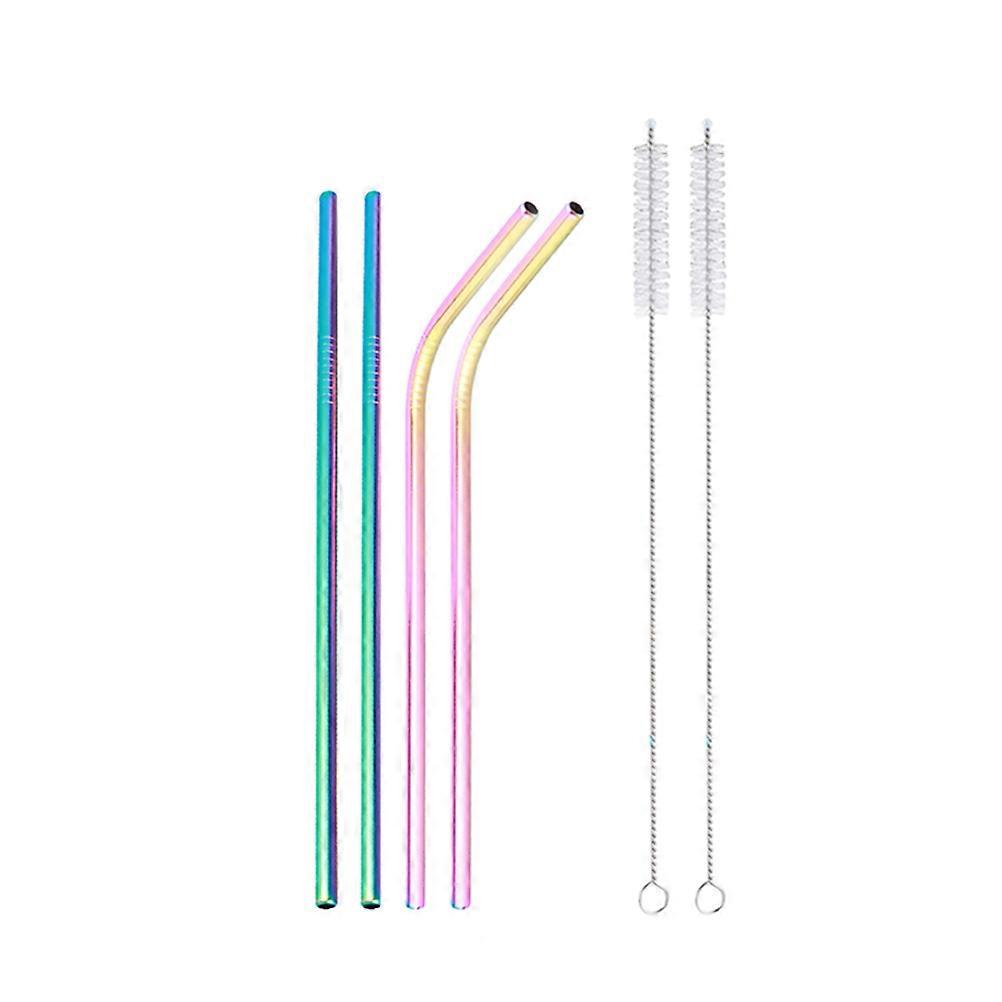 Set di cannucce di colore assortito in acciaio inossidabile per utenti generici 7 pezzi progettati per bicchieri