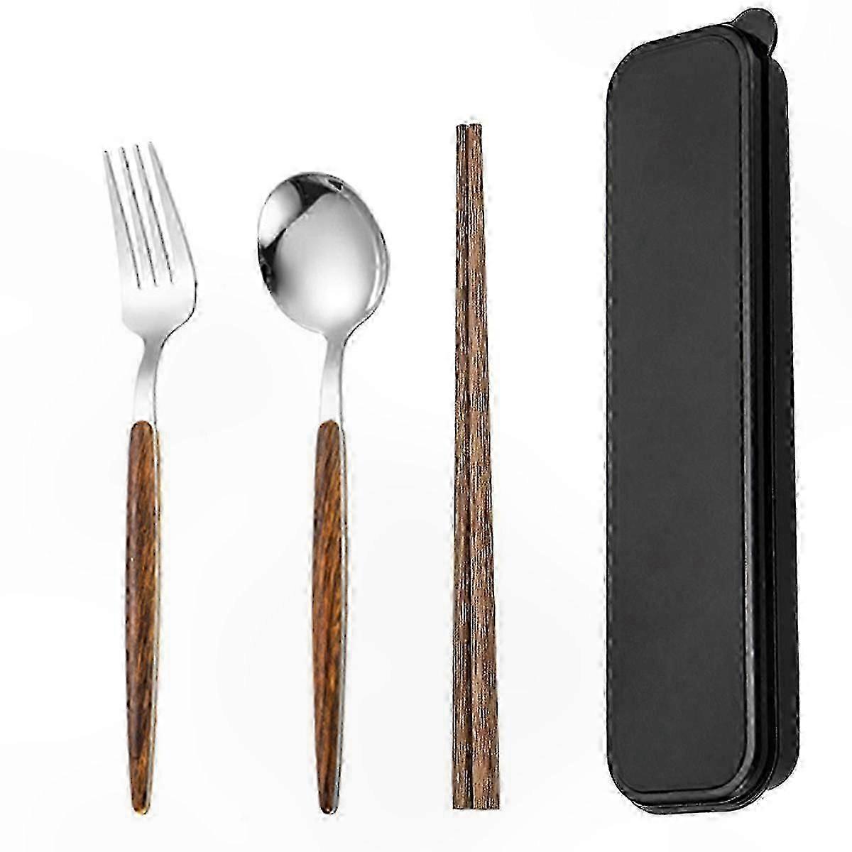 Sustainable 3-Piece Portable Cutlery Set with Storage Pouch - Reusable Utensils for On-the-Go Use