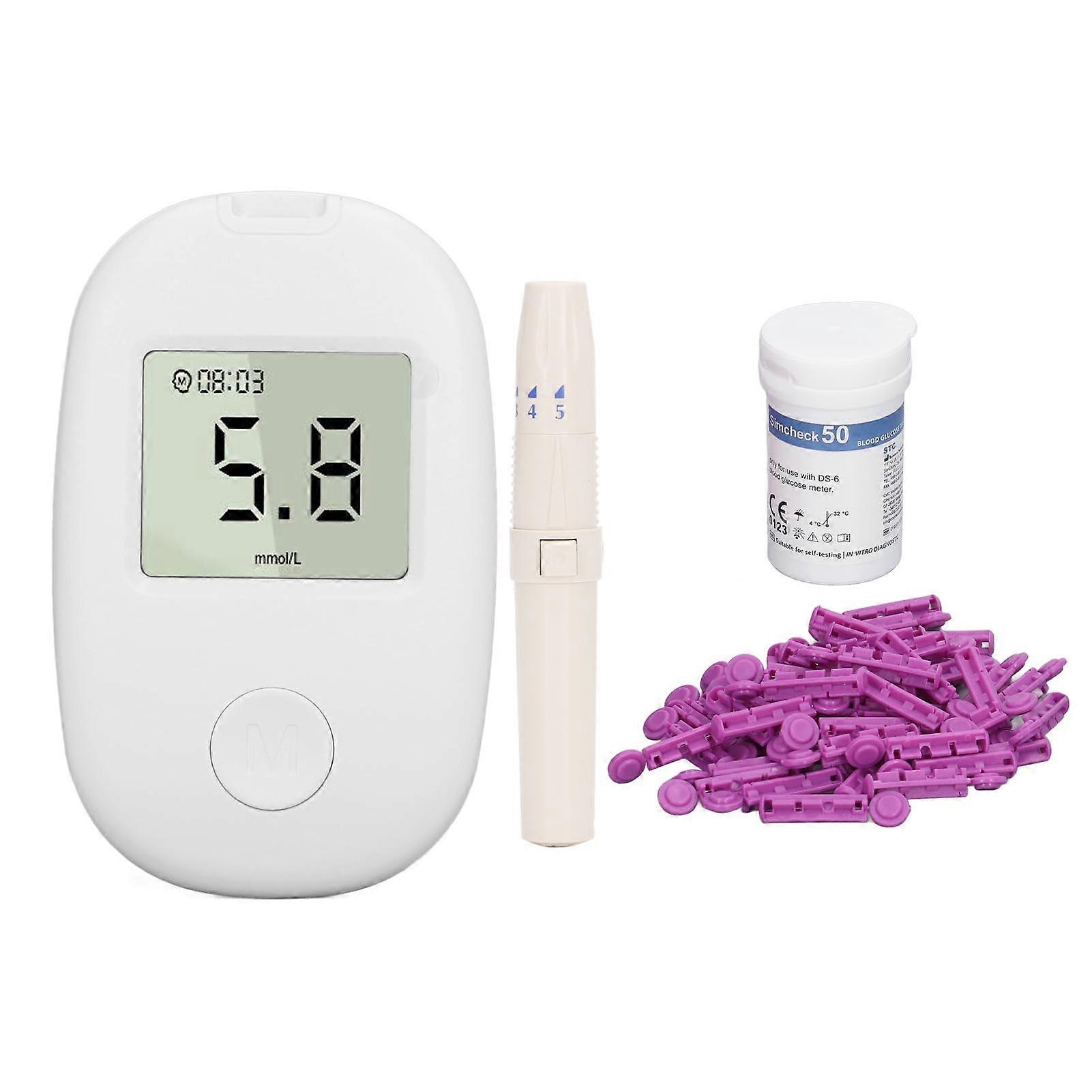 Blood Glucose Monitor Kit Smart Barcode Free HD Large Screen Diabetes Testing Kit with 50 Test Strips 50 Lancets