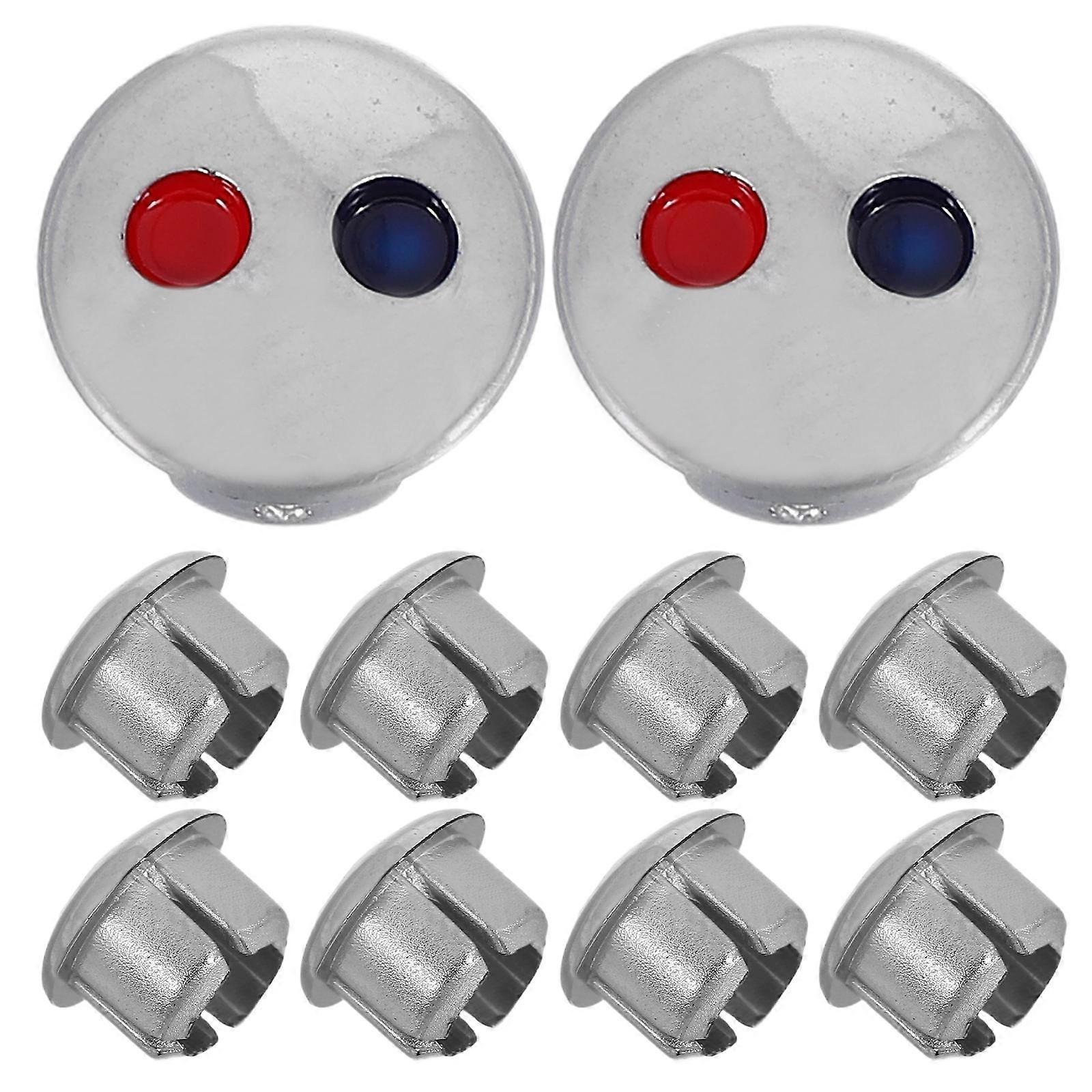10Pcs Round Cold And Hot Water Signs For Faucet Handle Hole Caps Modern Style Ideal For Kitchen Sink Bathroom And Shower Applications