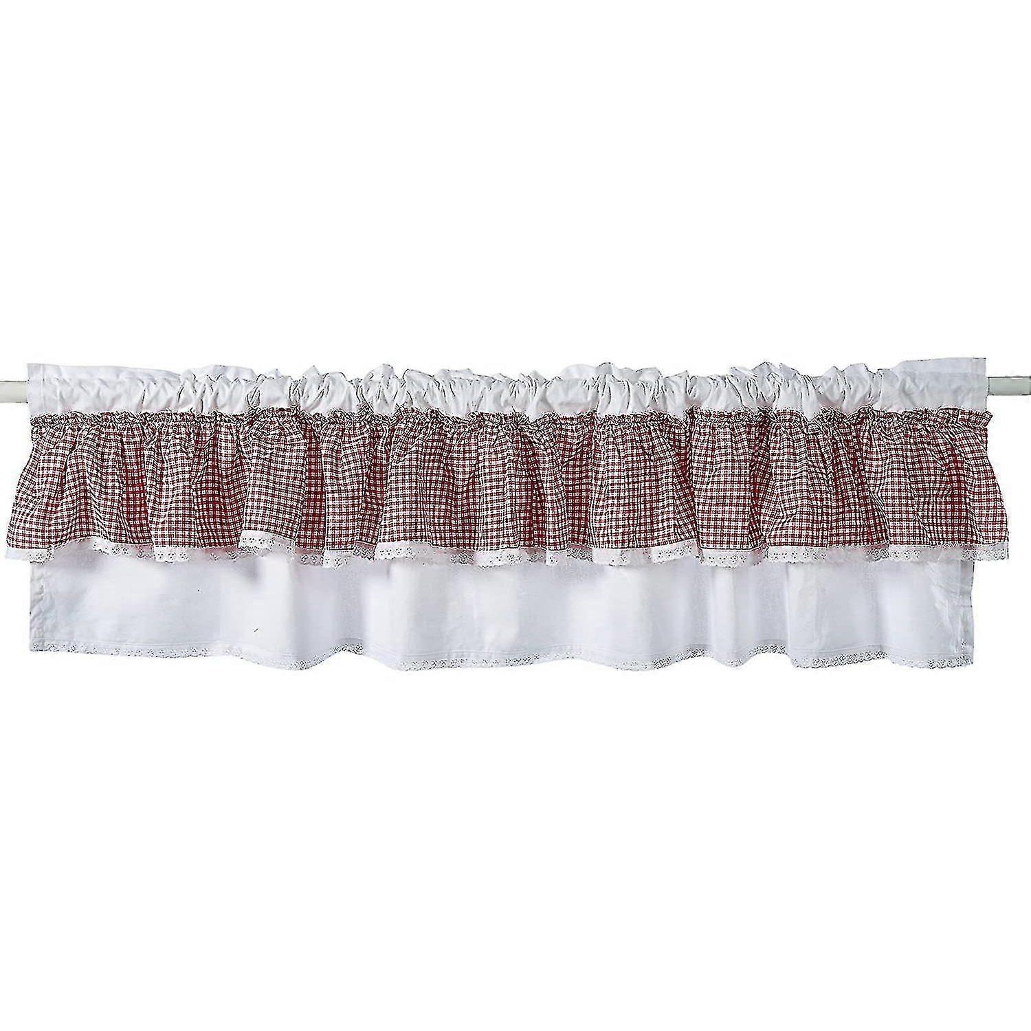 Shabby Chic Kitchen Curtain  Red Checkered Caf Panel (150 x 40cm)