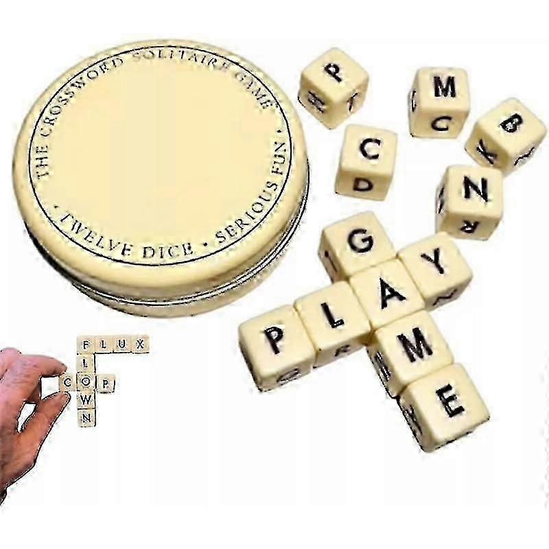 Crossword Solitaire Dice Game - Scrabble-Inspired Fun with Convenient Carry Case