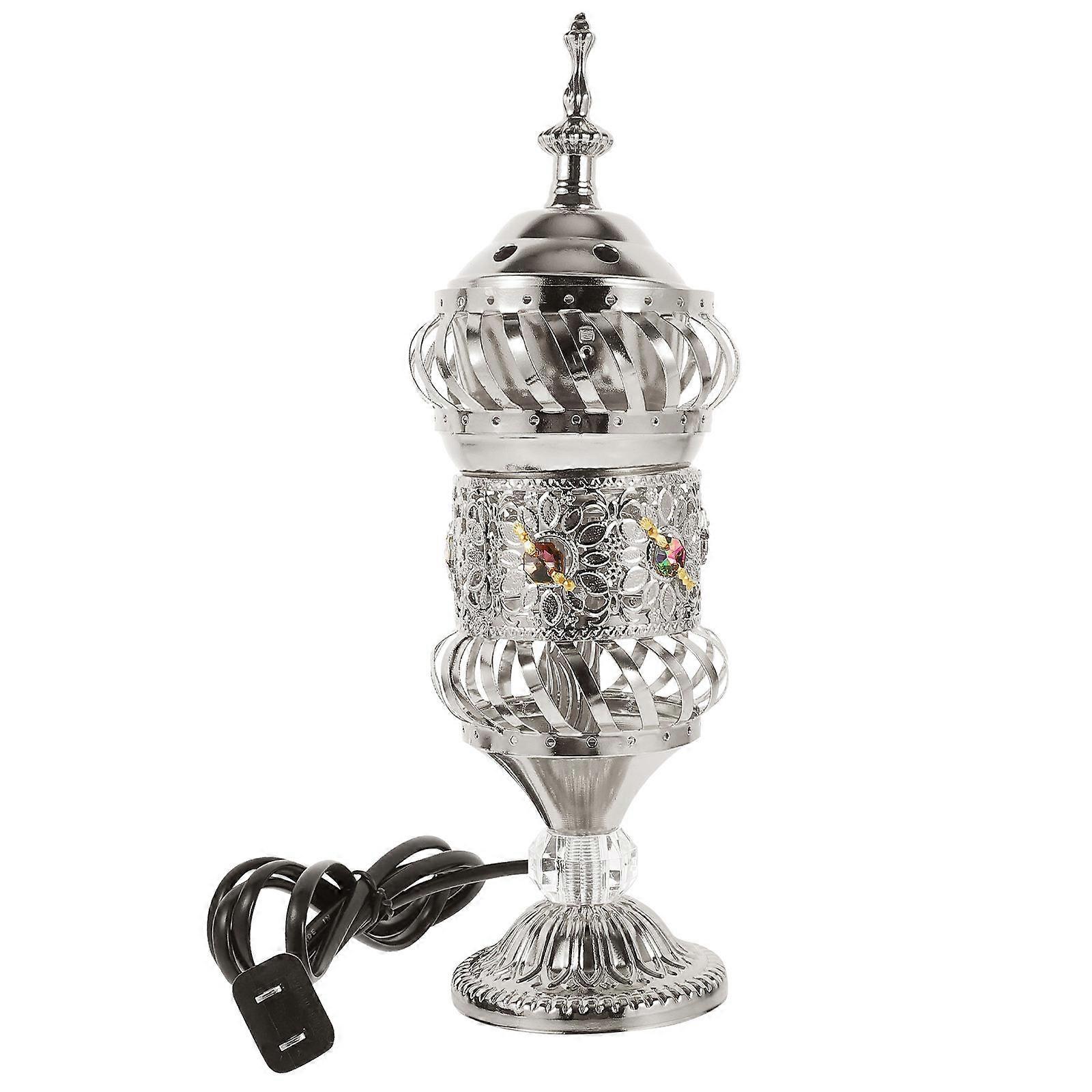 Desktop Electric Censer Ideal For Office Use Elegant Silver Color 25.50X8.50X8.50CM No Open Fire 1Pack