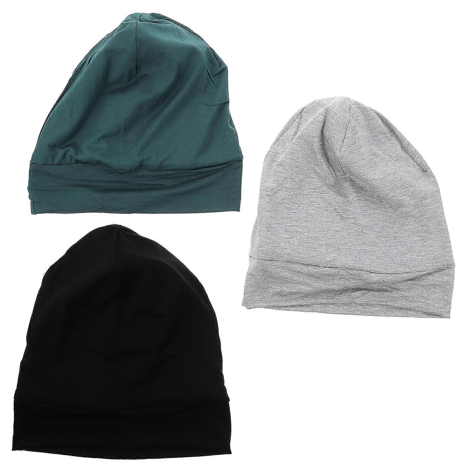 Cotton Sleeping Hat for Women with Elastic Design Assorted Color Synthetic Material Home Use 3Pcs