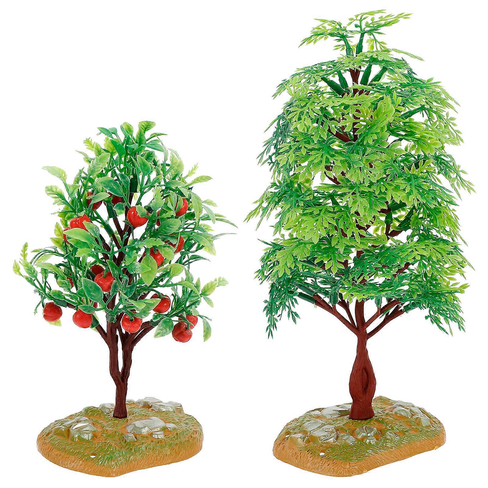 Decorative Miniature Tree Model 2Pcs Ideal for with Natural Looking Style and Green Color for Craft Supplies