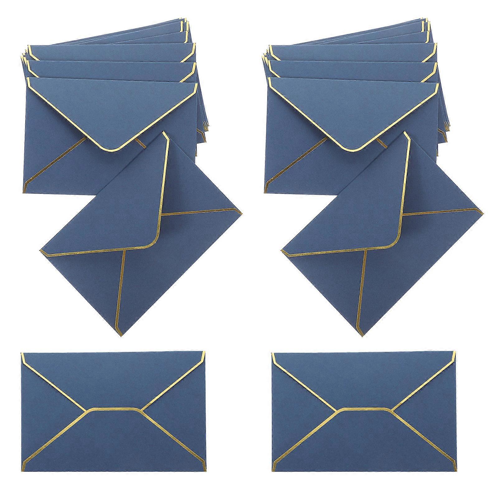 Fancy Wedding Invitation Envelopes 50Set For Anniversary Event 15.20X10.10X0.10cm Blue Rectangular Packing