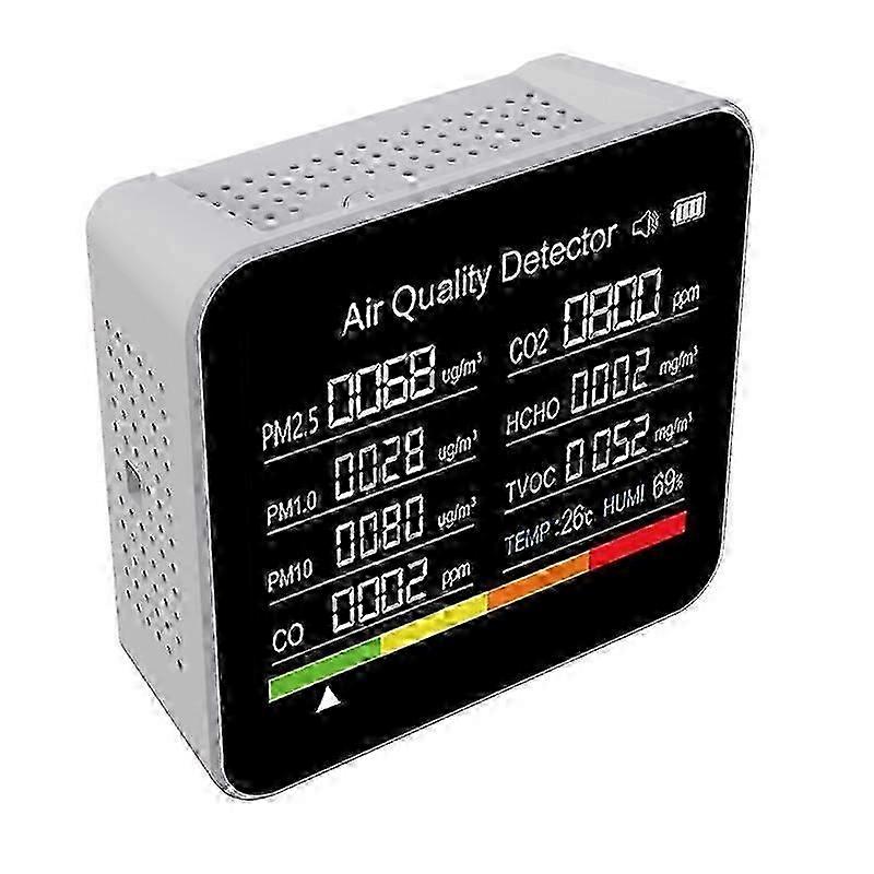 9 In1 Air Quality Monitor Meter Carbon Dioxide Detector TVOC HCHO PM2.5 PM1.0 PM10 Temperature Humid