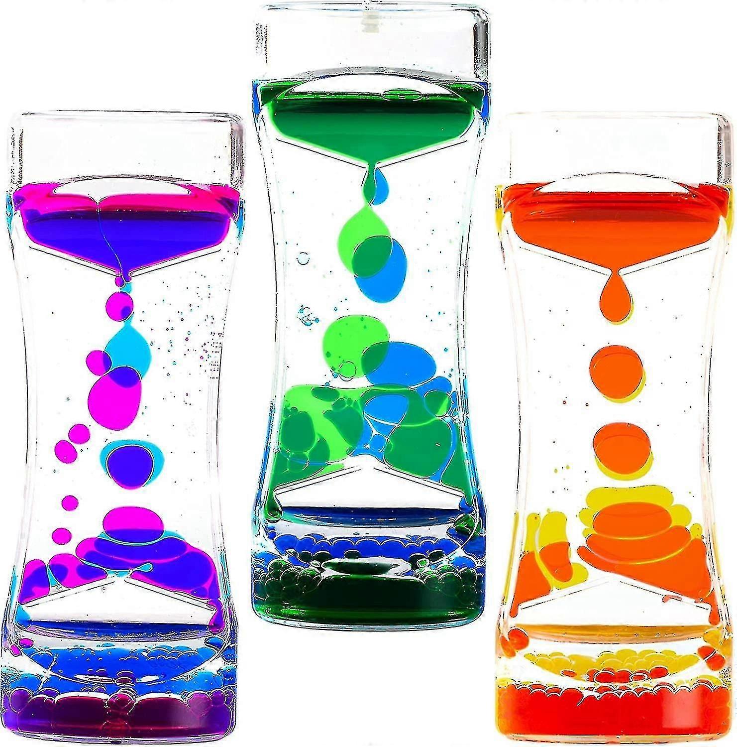 Liquid Motion Bubbler Timer, 3-pack, sensoriska Timglasleksaker för ADHD, ångest och autism