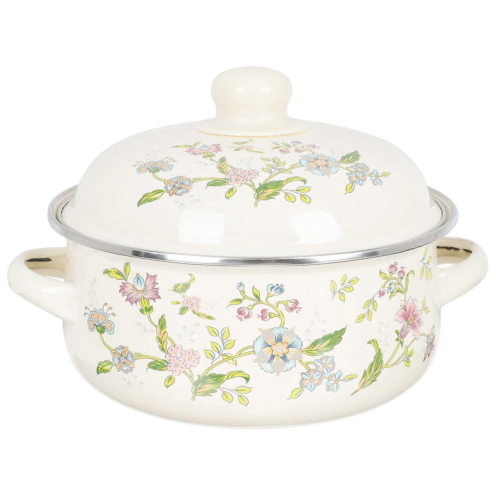 Thickened Enamel Soup Pot Flat Bottom Binaural Stew Pot Household Soup Pot