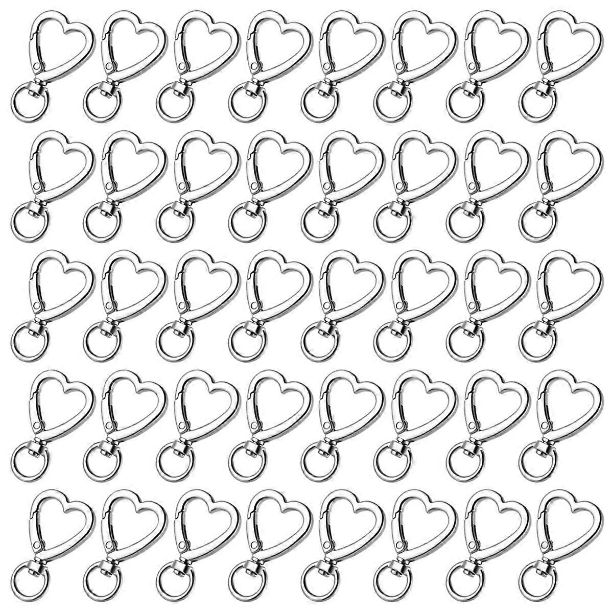 Heart Shape Keychain, 40pcs Silver Heart Carabiner Clips