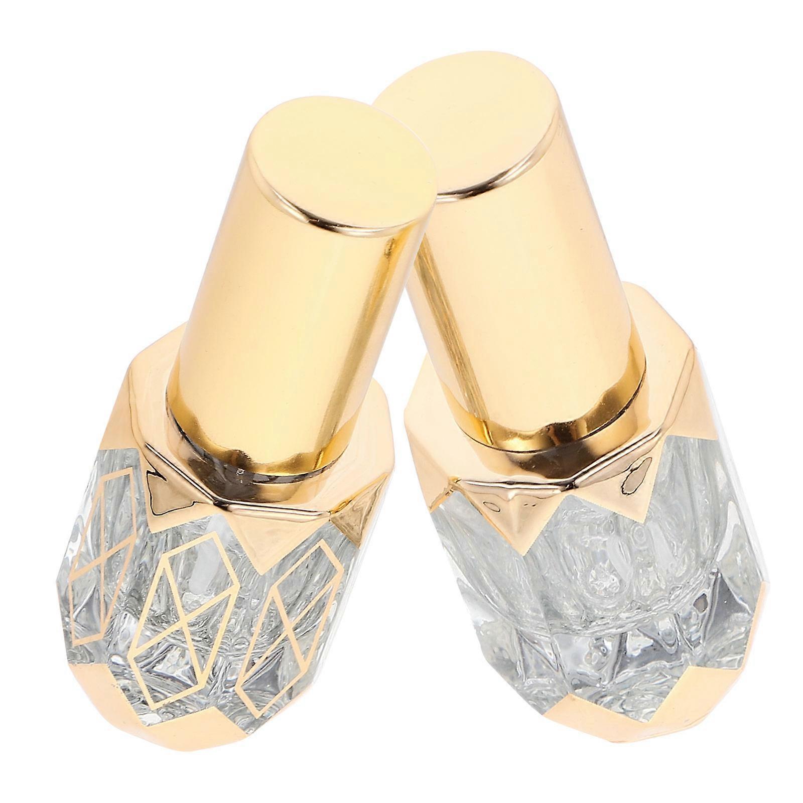Perfume Glass Spray Bottle Square Grid Cap for Salons Or Spas Golden 2Pcs