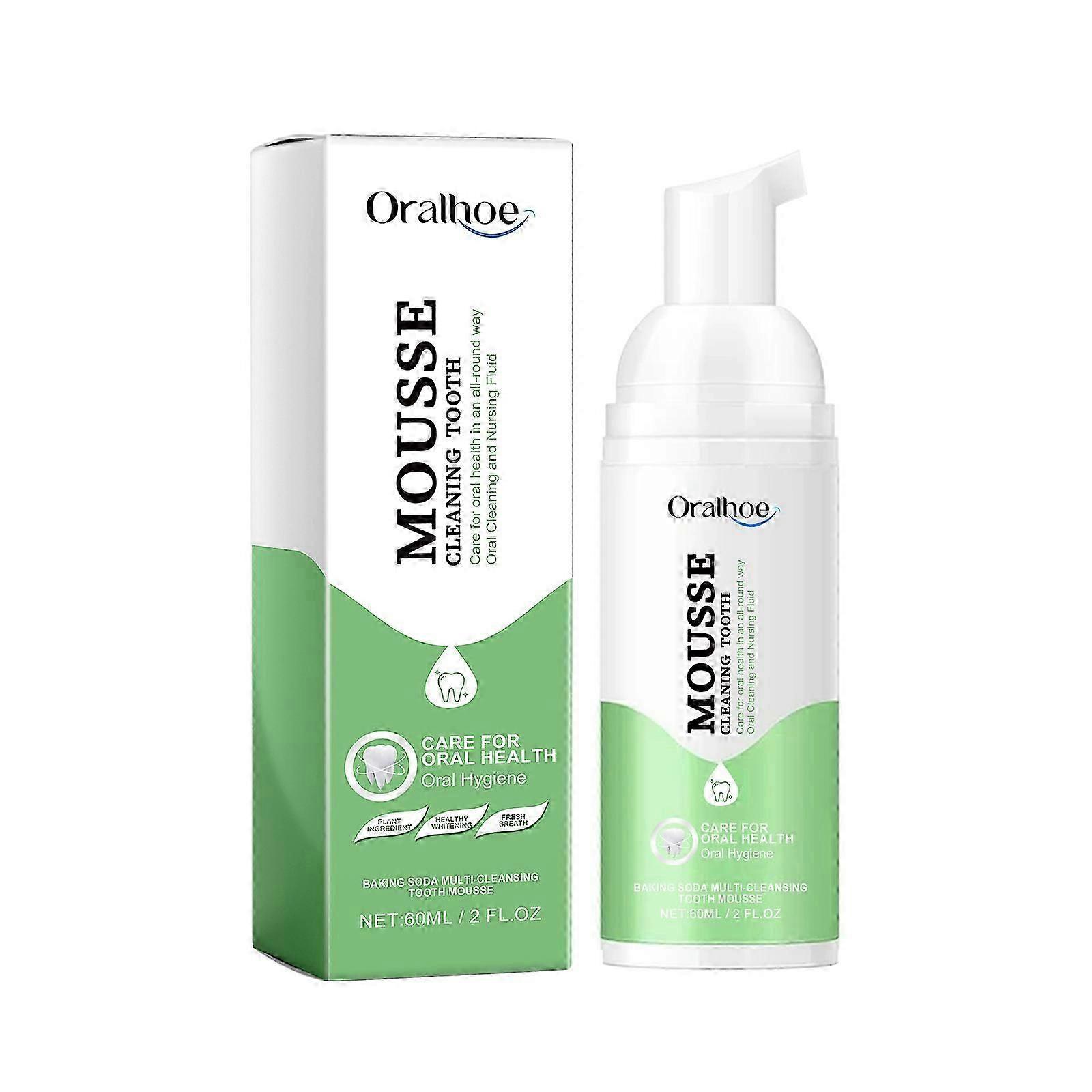 Oralhoe whitening foam toothpaste, cleans tartar, stains, cleans teeth, protects gums, portable press-type toothpaste